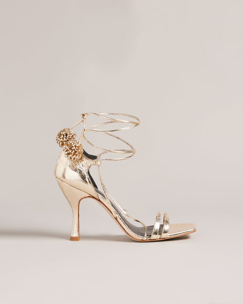 <P>100Mm Pom Pom Detail Barely There Sandal</P>